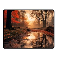 Trees Sunset Mist Fleece Blanket (small) by pakminggu