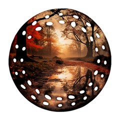 Trees Sunset Mist Round Filigree Ornament (two Sides) by pakminggu