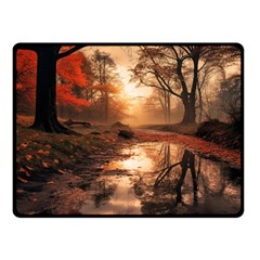 Trees Sunset Mist Two Sides Fleece Blanket (small) by pakminggu