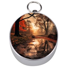 Trees Sunset Mist Silver Compasses by pakminggu