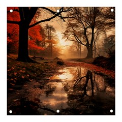 Trees Sunset Mist Banner And Sign 3  X 3  by pakminggu