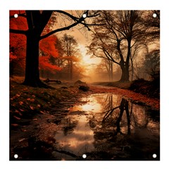 Trees Sunset Mist Banner And Sign 4  X 4  by pakminggu