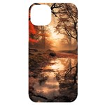 Trees Sunset Mist iPhone 14 Plus Black UV Print Case Front