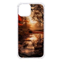 Trees Sunset Mist Iphone 14 Tpu Uv Print Case