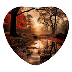 Trees Sunset Mist Heart Glass Fridge Magnet (4 Pack) by pakminggu