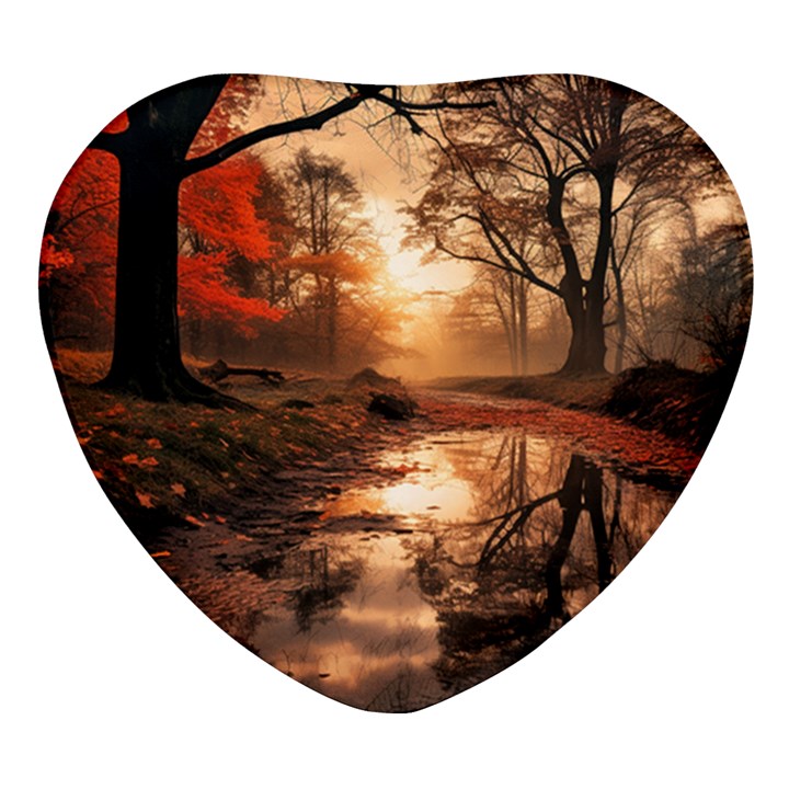 Trees Sunset Mist Heart Glass Fridge Magnet (4 pack)