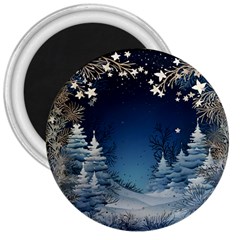 Christmas Night Winter 3  Magnets by pakminggu