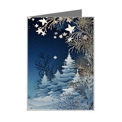 Christmas Night Winter Mini Greeting Card by pakminggu