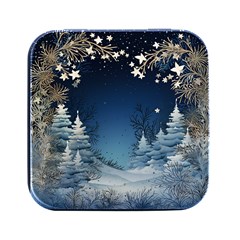 Christmas Night Winter Square Metal Box (black)