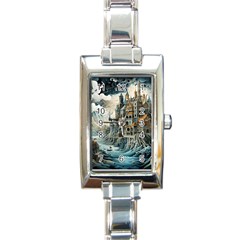 Castle Storm Sea Rectangle Italian Charm Watch by pakminggu