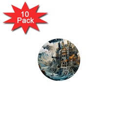 Castle Storm Sea 1  Mini Magnet (10 Pack)  by pakminggu