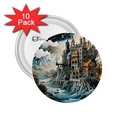 Castle Storm Sea 2 25  Buttons (10 Pack)  by pakminggu