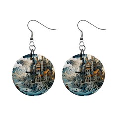 Castle Storm Sea Mini Button Earrings by pakminggu