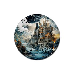 Castle Storm Sea Rubber Round Coaster (4 Pack) by pakminggu