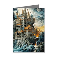 Castle Storm Sea Mini Greeting Card by pakminggu