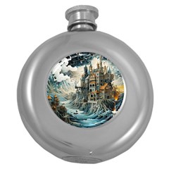 Castle Storm Sea Round Hip Flask (5 Oz) by pakminggu