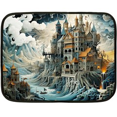 Castle Storm Sea Fleece Blanket (mini) by pakminggu