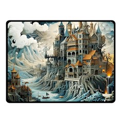 Castle Storm Sea Fleece Blanket (small) by pakminggu