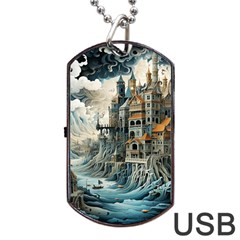 Castle Storm Sea Dog Tag Usb Flash (two Sides) by pakminggu