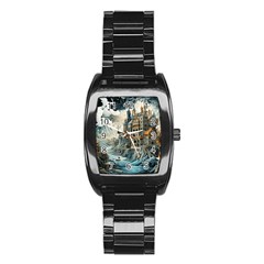 Castle Storm Sea Stainless Steel Barrel Watch by pakminggu