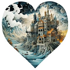 Castle Storm Sea Wooden Puzzle Heart by pakminggu