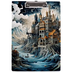 Castle Storm Sea A4 Acrylic Clipboard by pakminggu