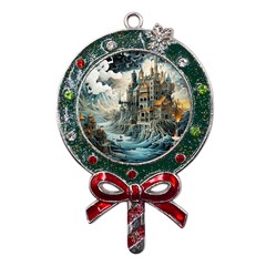 Castle Storm Sea Metal X mas Lollipop With Crystal Ornament