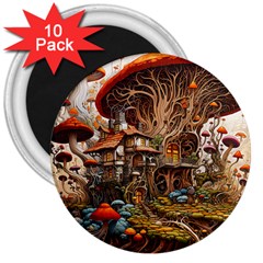 House Mushrooms 3  Magnets (10 Pack)  by pakminggu