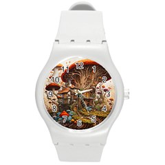 House Mushrooms Round Plastic Sport Watch (m) by pakminggu