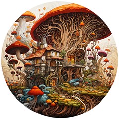 House Mushrooms Wooden Puzzle Round by pakminggu