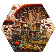 House Mushrooms Wooden Puzzle Hexagon by pakminggu