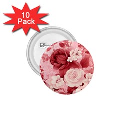 Red Pink Flower Petal Leaves 1 75  Buttons (10 Pack) by pakminggu