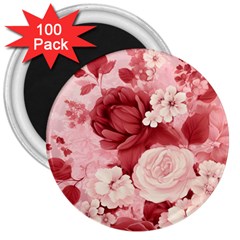 Red Pink Flower Petal Leaves 3  Magnets (100 Pack) by pakminggu