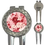 Red Pink Flower Petal Leaves 3-in-1 Golf Divots Front