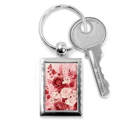 Red Pink Flower Petal Leaves Key Chain (rectangle) by pakminggu