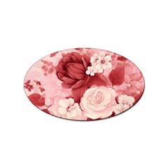 Red Pink Flower Petal Leaves Sticker (oval) by pakminggu