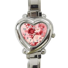 Red Pink Flower Petal Leaves Heart Italian Charm Watch by pakminggu