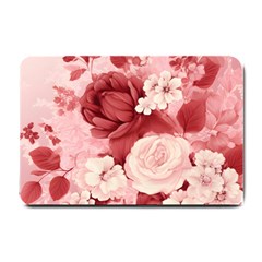 Red Pink Flower Petal Leaves Small Doormat by pakminggu