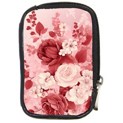 Red Pink Flower Petal Leaves Compact Camera Leather Case by pakminggu