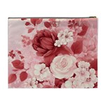 Red Pink Flower Petal Leaves Cosmetic Bag (XL) Back