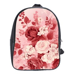 Red Pink Flower Petal Leaves School Bag (large) by pakminggu