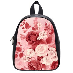 Red Pink Flower Petal Leaves School Bag (small) by pakminggu