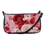 Red Pink Flower Petal Leaves Shoulder Clutch Bag Front