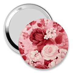 Red Pink Flower Petal Leaves 3  Handbag Mirrors by pakminggu