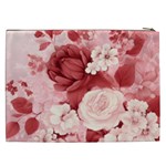 Red Pink Flower Petal Leaves Cosmetic Bag (XXL) Back