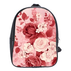 Red Pink Flower Petal Leaves School Bag (xl) by pakminggu