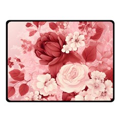 Red Pink Flower Petal Leaves Two Sides Fleece Blanket (small) by pakminggu