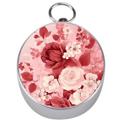 Red Pink Flower Petal Leaves Silver Compasses by pakminggu