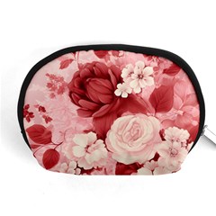 Red Pink Flower Petal Leaves Accessory Pouch (medium) by pakminggu