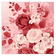 Red Pink Flower Petal Leaves Square Satin Scarf (36  X 36 ) by pakminggu